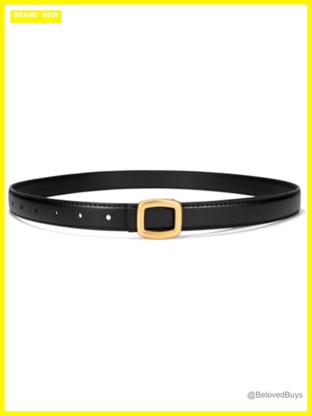 Faux Leather Skinny Belt with Gold Buckle, Adjustable Women's Dress Belt